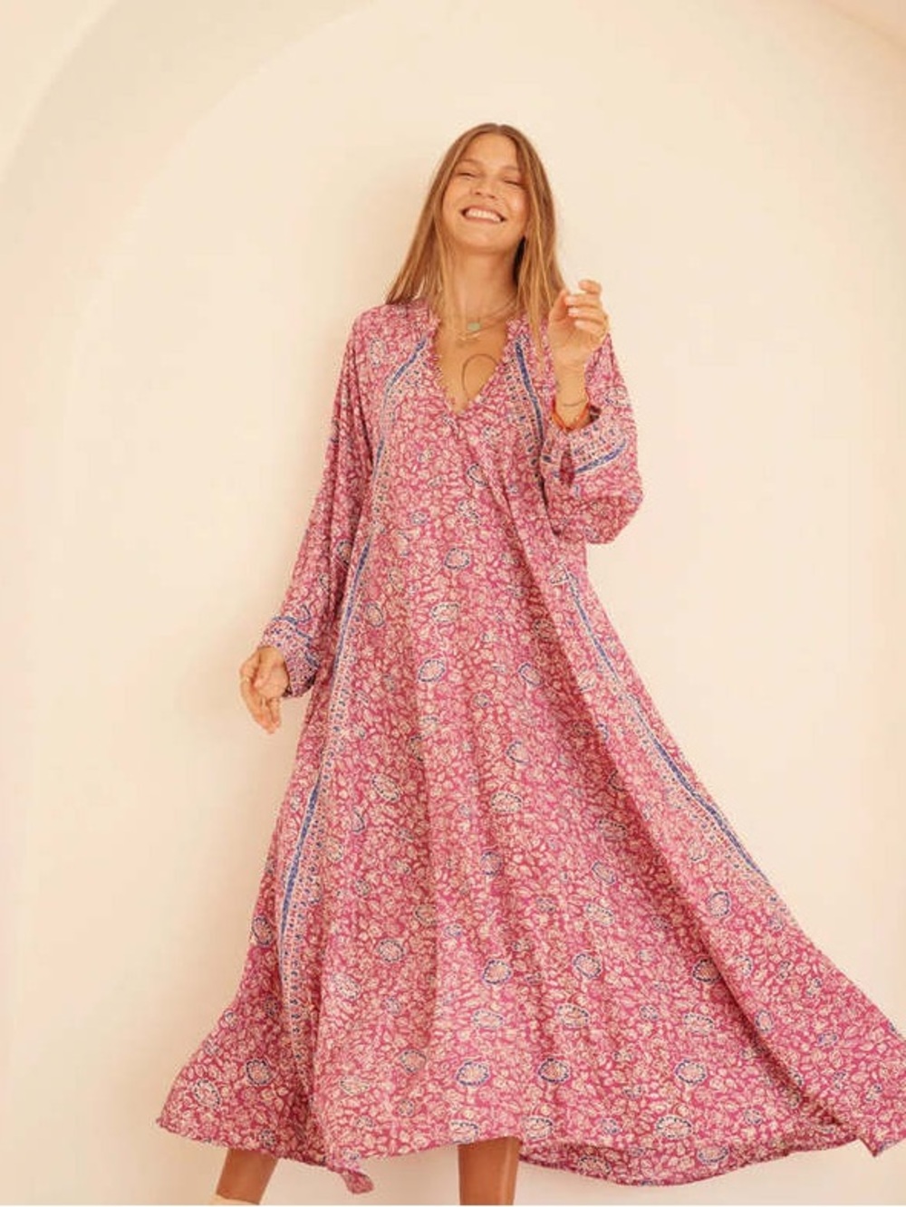 NATALIE MARTIN Fiore Silk Maxi Dress in Floral Print Lavender